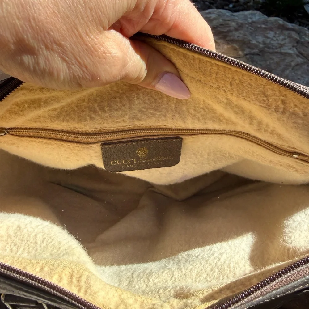 Vintage GUCCI web monogram laptop / tote / briefcase travel crossbody bag purse